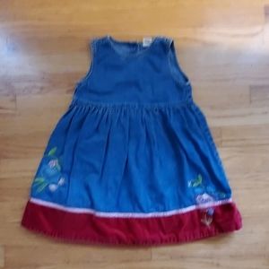 Gap girls Vintage denim dress with velvet trim